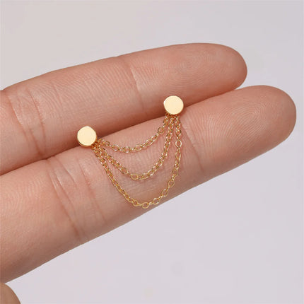 CANNER 1PC 925 Sterling Silver Chain Tassel Piercing Earrings Chain Charm Accessories For Woman Shiny Earring Fine Jewelry Gift