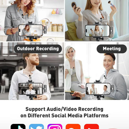 Mini Wireless Lavalier Microphone for Android Lapel Lav Mic with Noise Reduction For Vlog YouTube TikTok Audio Video Recording
