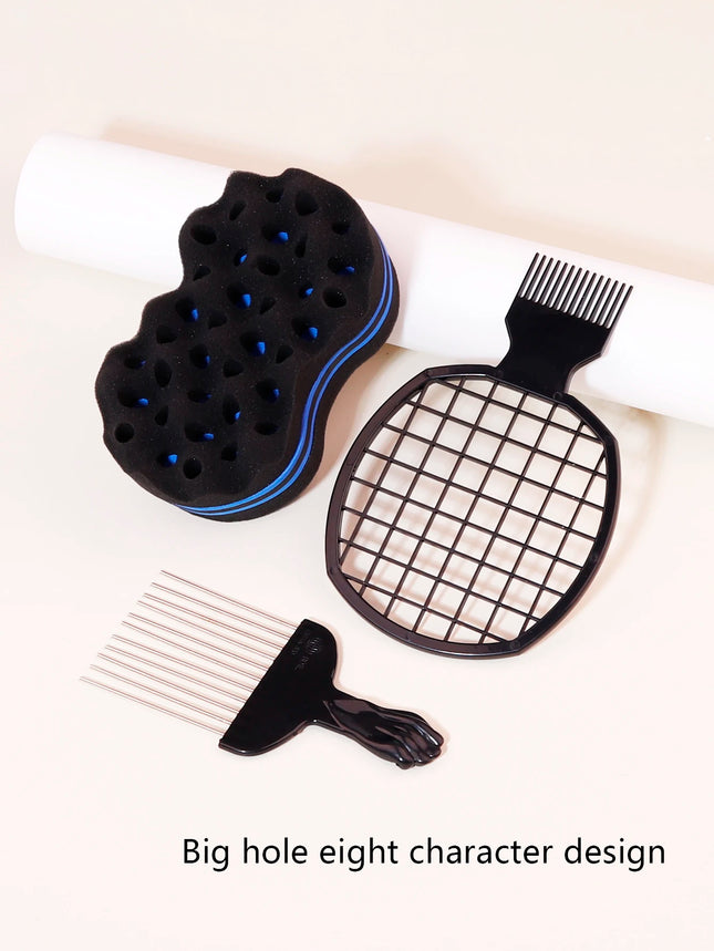 3 pieces of black metal hair salon men's dreadlocks, African hair forks, combs, hair styling tools, specifically for real hair wigs