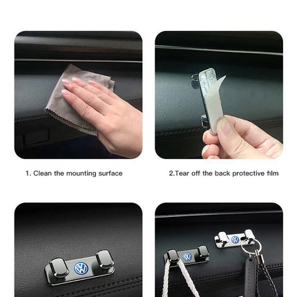 VW Logo Car Interior Accessories Zinc Alloy Storage Hooks For VW GTI Scirocco Polo Passat B5 B6 Golf Tiguan Jetta T-ROC Beetle