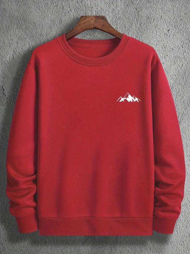 2025 Men's Oversized Urban Minimalist Mountain Premium Graphic Sweatshirt Trendy Casual Streetwear Top For Men