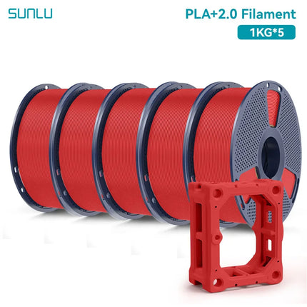 SUNLU 5KG PLA Plus 2.0 3D Printer Filament 1.75mm 1000g Spool (2.2lbs) Neatly Arranged No Knot Filament Fit Most FDM Printer