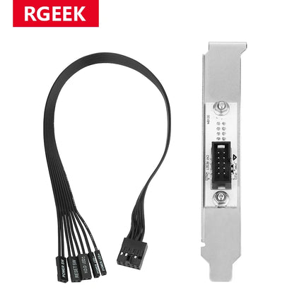 RGEEK 30cm Motherboard External Power Switch HDD LED Restart Button Extension Power Cable for PC Case Chassis PCI Baffle