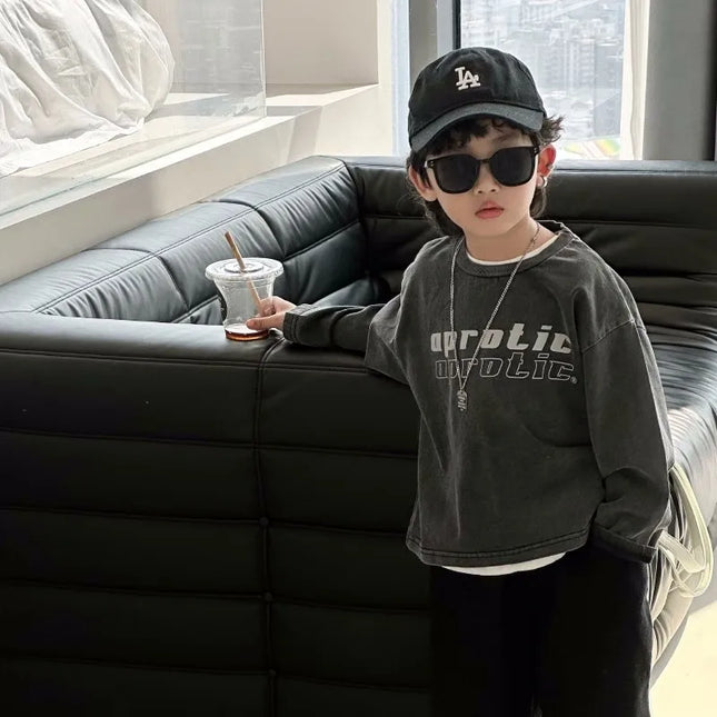 Cute Baby Boy Long Sve T-irt Cotton Underwear Spring Autumn Faionable Versatile Pure Cotton Base Layer irt for Kids