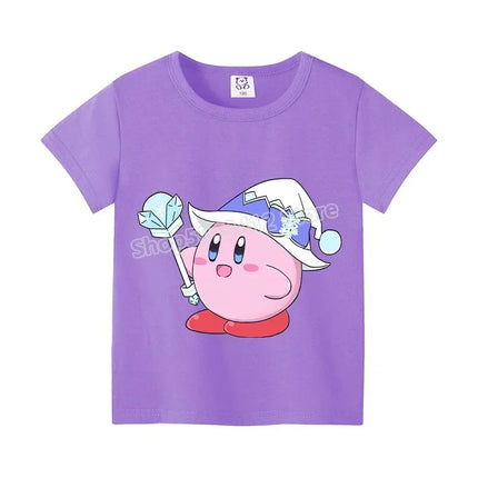 Star Kirbys Summer Short Sleeve Kid Cute T-shirt Colorful Tops Baby Cartoon Fashion Tee Kawaii Game Boy Girl Casual Clothes Gift