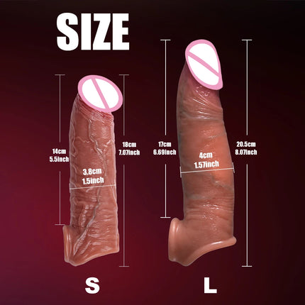 True vein soft lock sperm thickened penis condom dick extender liquid silicone dildo condom delayed ejaculation sex toy for men