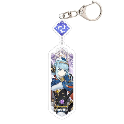 Anime Keychain Linnea Flins Durin Mualani Furina Arlecchin Key Chain Accessories Genshin Impact Cute Bag Pendant Key Ring Gift