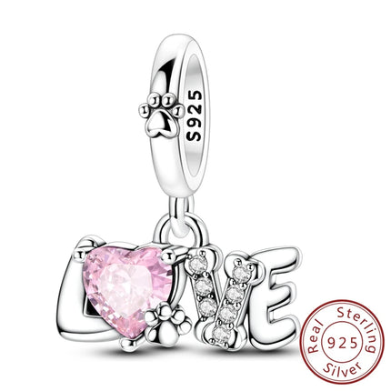 Original 925 Sterling Silver Charm Bead Balloon Poodle Cute Puppy Heart Charm Fit Bracelet Bangle Pendant Women DIY Jewelry Gift
