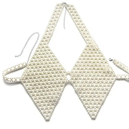 Sexy Accessories Women Bikini Pearl Chest chain Body Chain Jewelry Totally Hand-made Bra Fringed For Beach Nightclub Waist Chain