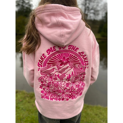 Combhasaki Women Preppy Oversize Hoodies Y2k Floral Letter Embroidery Pullover Long Sleeve Loose Sweatshirt with Kangaroo Pocket