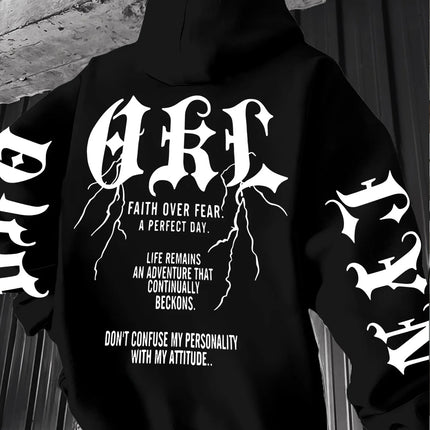 Gothic Font Versatile Street Men Women Pullover Hoodie Casual Loose Sport Hip-hop Y2K Autumn Winter Adult Sweatshirt Top Clothes