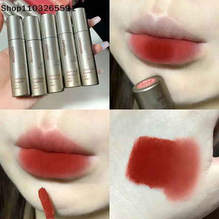 Cappuvini Mini Silver Tube Matte Velvet Lip Gloss – Waterproof, Non-Stick, Smudge-Proof, Long-Lasting Liquid Lipstick