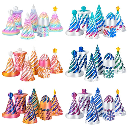 2/3/5/7pc Set 3D Printed Spiral Cone Prelearning 3D Printed Toy Spiral Pyramid Fidget Toy Stress Relief Christmas Gifts Ornament