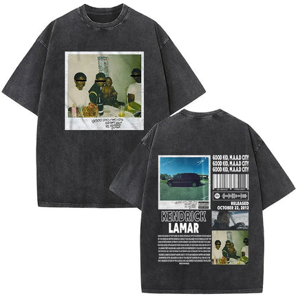 Washed Vintage Rapper Kendrick Lamar Album Merch T-shirts Men's Clothing Hip Hop Retro Oversized T-shirt Fashion Trend Tee Shirt