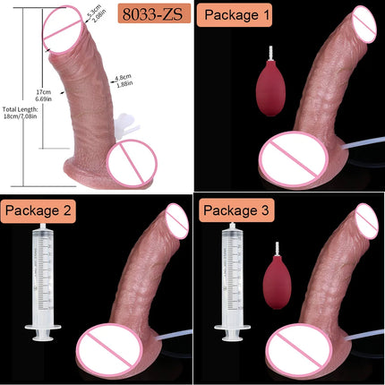 SXXY 8 Styles Double Layer Soft Silicone Squirt Dildo Strong Suction Cup Realistic Ejaculating Butt Plug анальная пробка Sex Toy