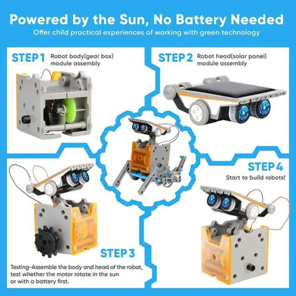 13 in 1 Solar Powered Robot Science Kit DIY Building Blocks Gift for Kids Electronic DIYs Creative Educational Assembly Toys