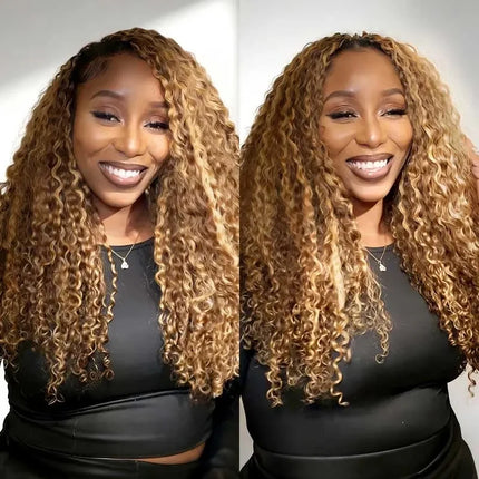 #P4/27 Highlight Burmese Curly Crochet Human Hair for Boho Braids  Crochet Weave Hair Extensions Pre Separated Miracle Knots