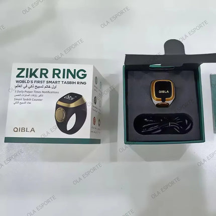 2025 Qibla Smart Zikr Ring Praise Tasbih Tally Electronic Digital Counter for Muslims Prayer Time Vibration Reminder Waterproof