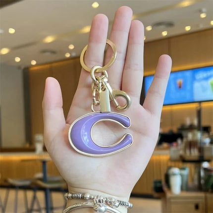Fresh Sweet Fashionable Big C Letter Car Keychain Bag with Exquisite Decoration Small Gift Accessories