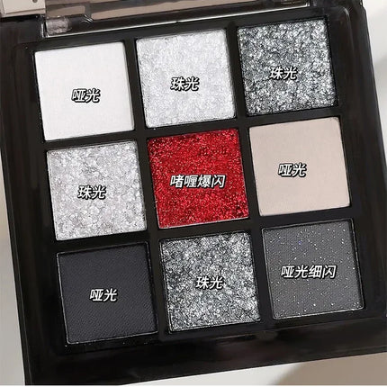 9 Colors Smoky Black Red Eye Shadow Palette Sweet Cool Eyeshadow Long Lasting Shimmer Eyes Makeup Dark Pressed Glitter Eyeshadow