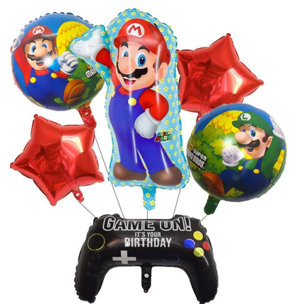 Cartoon Super Mary Balloon Set Mario Luigi Game Themed Birthday Party Decoration  Peach Princess Aluminum Film Balloon Kids Gift