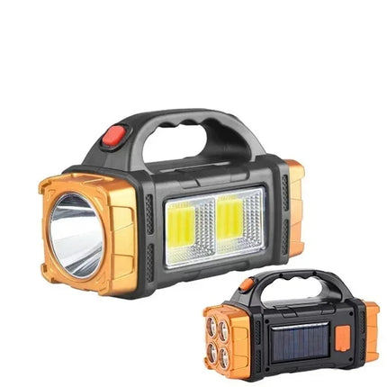Powerful Handheld Flashlight USB Rechargeable Torch Super Bright Solar COB Floodlight Outdoor Portable Emergency Camping Lamp
