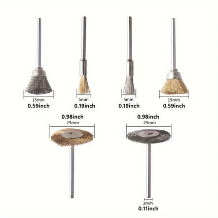 36Pcs Brass Brush Steel Wire Wheels Brushes Drill Rotary Tools Polishing Rotary Tools Metal Rust Removal Brush Set