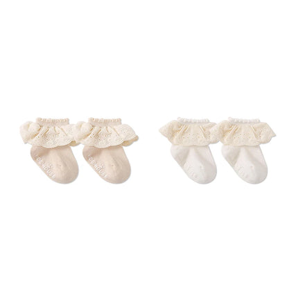 2Pairs/lot Baby Socks For Girls Spring Autumn Lace Princess Floor Newborn Socks Cotton Toddlers Infant Short Sock Anti Slip 0-3Y