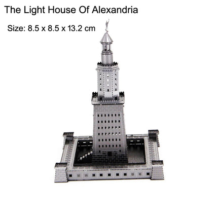 3D Metal Puzzle building Maya Pyramid Merry-Go-Round Drilling well model KITS Assemble Jigsaw DIY Puzzle Gift Toys For Children