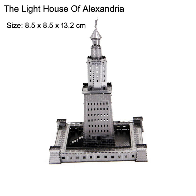3D Metal Puzzle building Maya Pyramid Merry-Go-Round Drilling well model KITS Assemble Jigsaw DIY Puzzle Gift Toys For Children