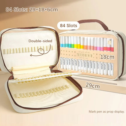 24/36/48/60/84/120Slots Marker Pen Storage Bag Large Capacity Zipper Closure Pencil Bag Detachable Markers Case Drawing Tools