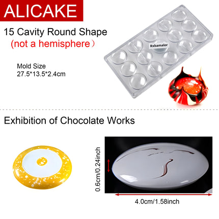 Beginner-Friendly 3D Polycarbonate Chocolate Mold, Easy-Release Sphere Mold for Chocolate Bombs & Bars