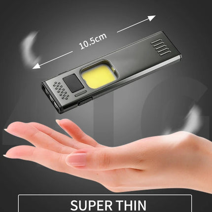 Ultra Thin Mini EDC Flashlight Magnetic LED Torch with Pen Clip USB Rechargeable Pocket Light for Outdoor Camping Hiking Carry