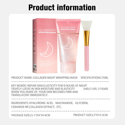 Hydrating Face Mask  Reduces Sagging Collagen Overnight Firming Mask for Elasticity Dullness Wrapping Peel-Off Mask Skincare