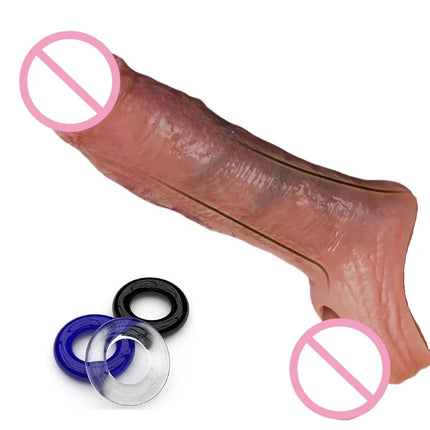Penis Sleeve Food Grade Silicone Penis Extender Delay Ejaculation Adult Sex Toy Couples Pleasure Reusable Condom Cock Dick Ring