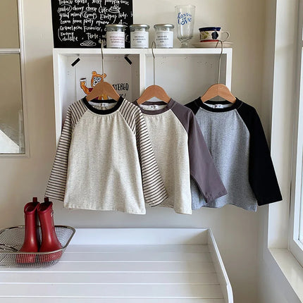 Kids' Striped Long-Sleeve T-Shirt Toddler Girl Loose Bottoming Shirt Boy Baby Casual Tops Fashion Children's Cotton Tees