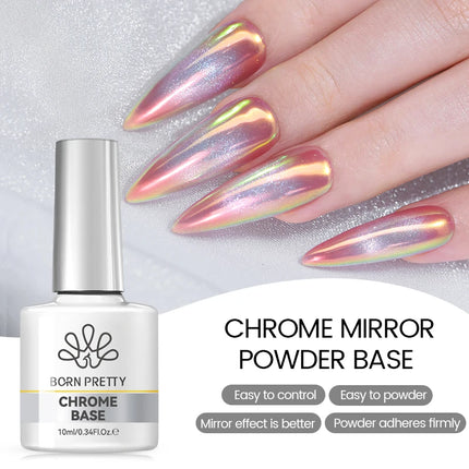 BORN PRETTY 10ml Chrome-Base Gel Polish Metallic Glitter Nail Power Super Shine Soak Off UV LED Functional Gel DIY Nails Art