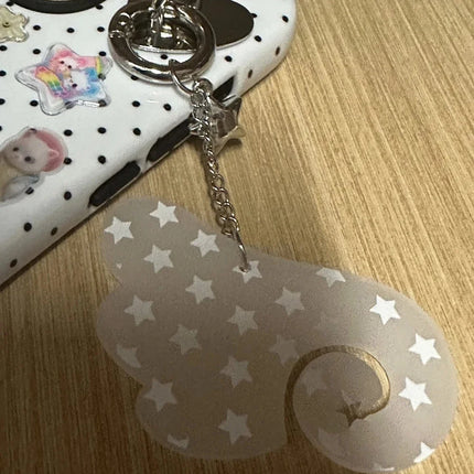 Creative Acrylic Star Angle Wings Keychain For Women Sweet Simple Design Cute Earphone Bag Keyrings Young Girls Jewelry N900