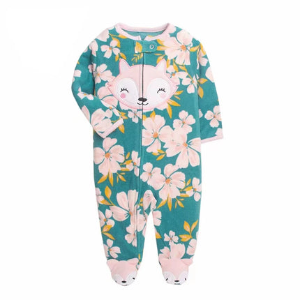 Newborn Baby Boy Girl Rompers Clothes Winter Pajamas Zipper Fleece Fall Infants Outfit Animal Jumpsuit Clothing 0 -12 Months New