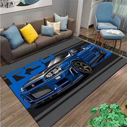 Skyline R34 Rug Velvet Flannel Printed Floor Mat Car Design Decorative Carpet Living Room Home Decor