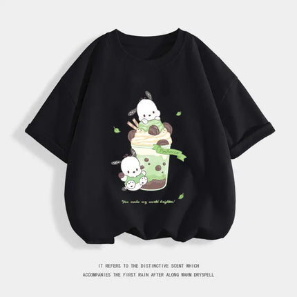 Pure Cotton Children's T-shirt 2026 Cute and Fun Pacha Dog Cartoon Printed Western-style Parent-child Outfit for Boys and Girls
