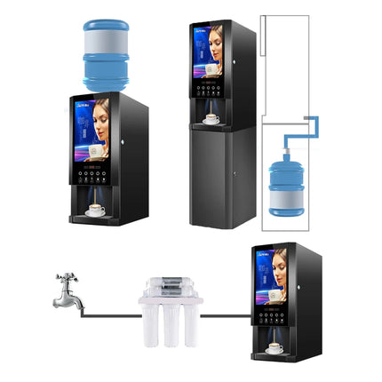 E-30SW Automatic Instant Coffee Machine Commercial Milk Tea Vending Machine with LED Light Box for Office and Restaurant