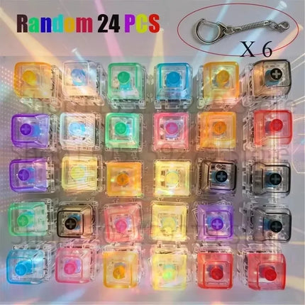 =Clickable Keyboard Keychain LED Light - Stress Anxiety Relief Fidget Toy, Portable Desktop Accessory for Office Decoration Gift