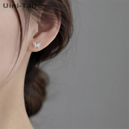 Uini-Tail Hot Selling New 925 sterling silver Colored Butterfly Earrings Fashion Trend Simple Luxury and Small Design Earrings