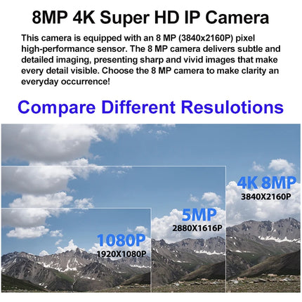 8MP 4K IP66 Waterproof Bullet Outdoor POE Camera, IP Surveillance Camera Security Night CCTV System Cam