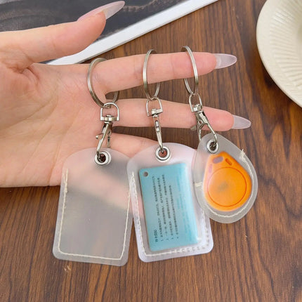 1-10pcs Keychain Card Holder Plastic Heavy Duty Badge Holder Vertical Clear ID Card Holder with Keyring