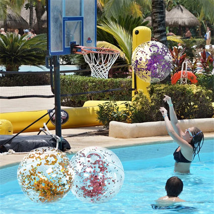 40CM Glitter Inflatable Beach Ball Transparent PVC Sparkle Water Toy 7 Colors Trendy Summer Beach Pool Party Outdoor Play for Ki