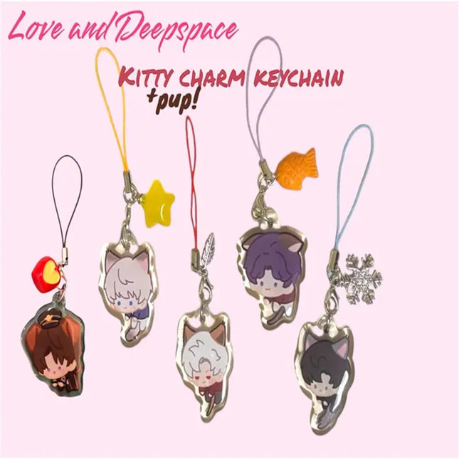 Love and Deepspace cute kitty Xavier, Zayne, Rafayel, Sylus, Caleb cute mini charm keychain