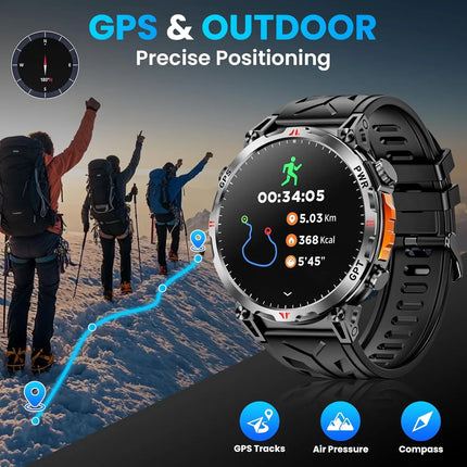2026 New Outdoor GPS Sports Smartwatches Men Compass 10ATM Waterproof 24/7 Health Monitoring Chat GPT Bluetooth Call Smart Watch