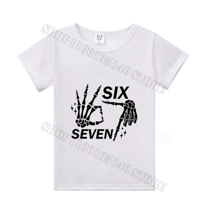 Steal A Brainrot Short Sleeve Children T-shirt 67 Six Seven Cotton Tops Tshirt Boys Girls Clothing Fashion Funny Meme T-shirts